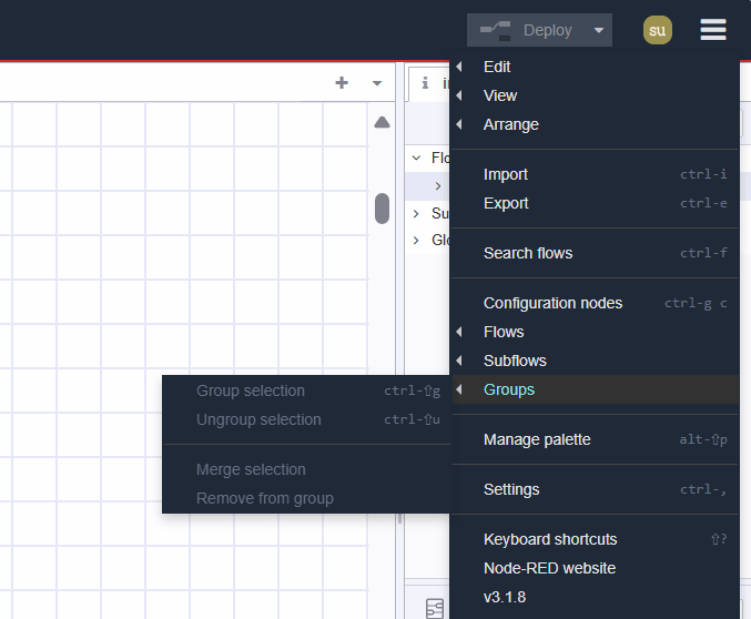 Groups option of the main menu's options Groups option of the main menu's options